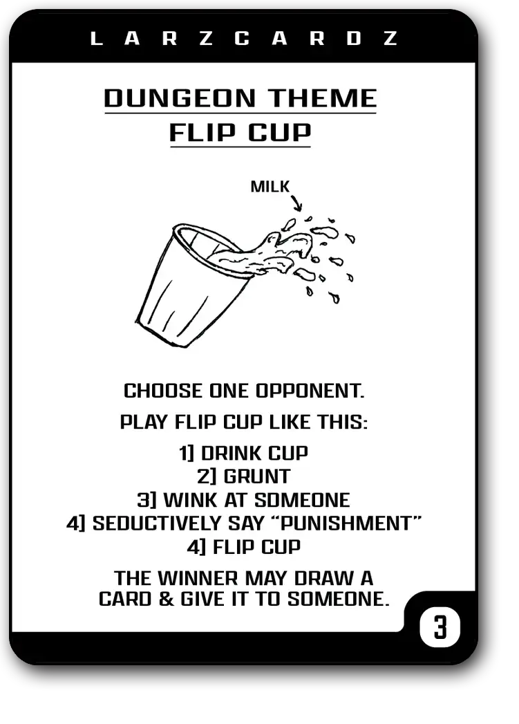 Dungeon Theme Flip Cup Card - Larz Cardz - Lars Cards - Drinking Party Game for Pregames