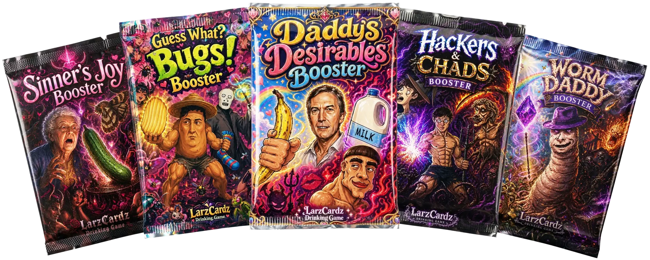 5 LarzCardz Booster Packs Drinking Game