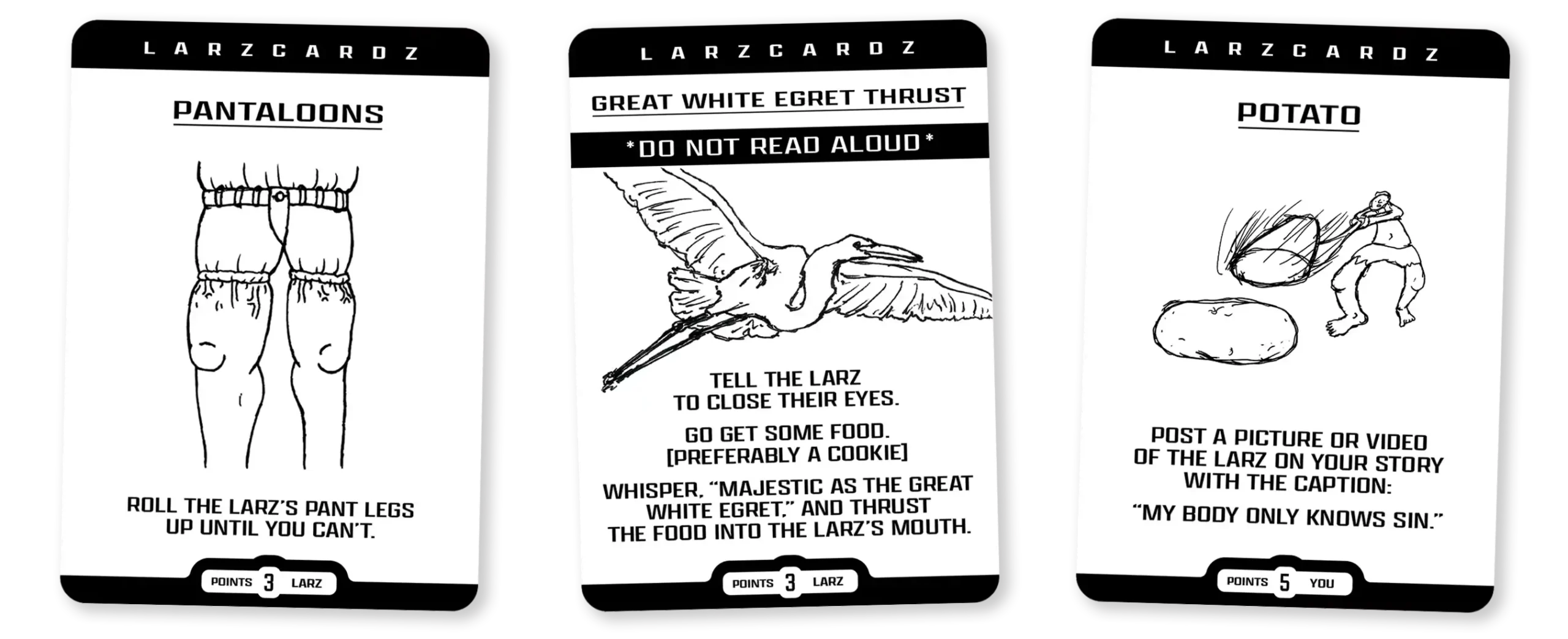 LarzCardz How to Play Game Card Examples 2